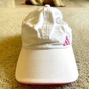 Adidas white ball cap with pink accents